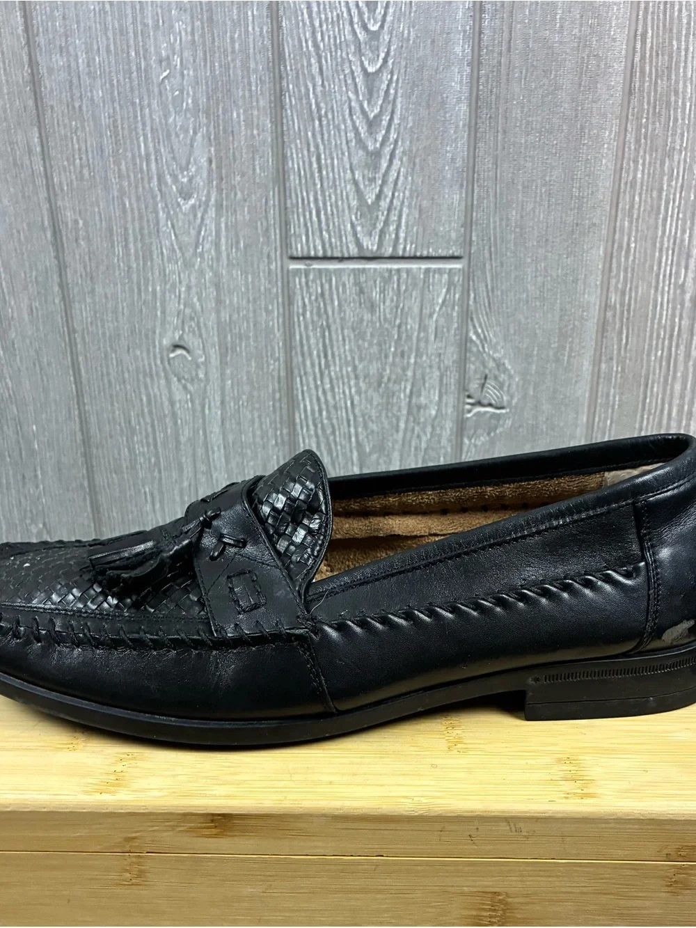 Nunn Bush Black Woven Tassel Loafers Memory Foam
